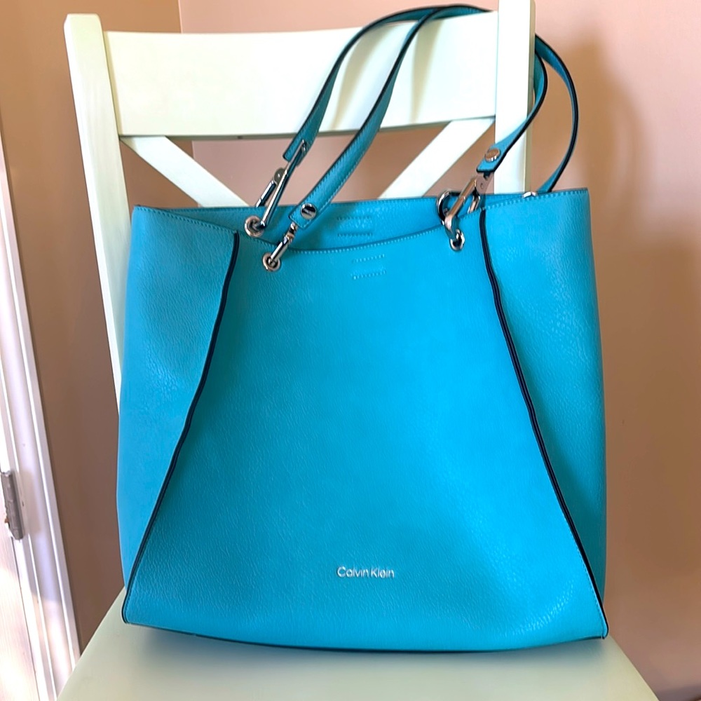Calvin Klein tote laptop bag teal turquoise - NWOT